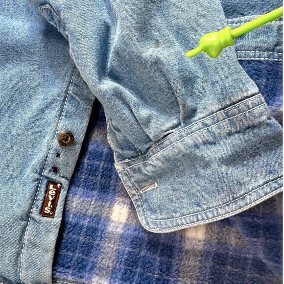 Levis Chore Jacket Flannel Lined Blue Denim Shacket Barn Coat M Workwear Grunge - Picture 4 of 16